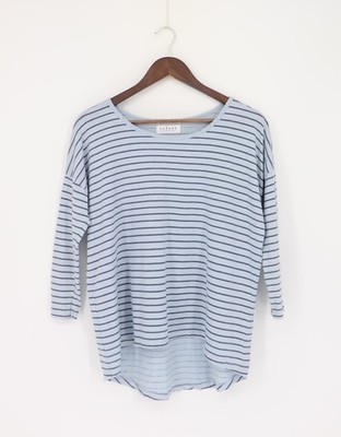 VELVET By Graham & Spencer Sigma Stripe 3/4 Sleeve Tee Cloud S $114 B10