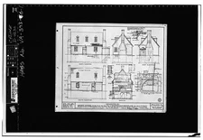 1. NORTH, SOUTH, EAST WEST ELEVATIONS; SECTION; ELEVATION FIREPLACE -