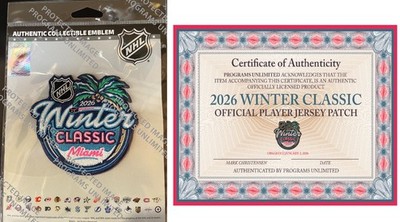 2026 WINTER CLASSIC PLAYER JERSEY PATCH FLORIDA PANTHERS N.Y. RANGERS PUCK STYLE