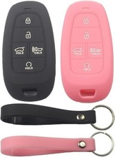 2Pcs Rubber Silicone 5 Buttons Smart Key Fob Cover Case Prot Color: Black Pink