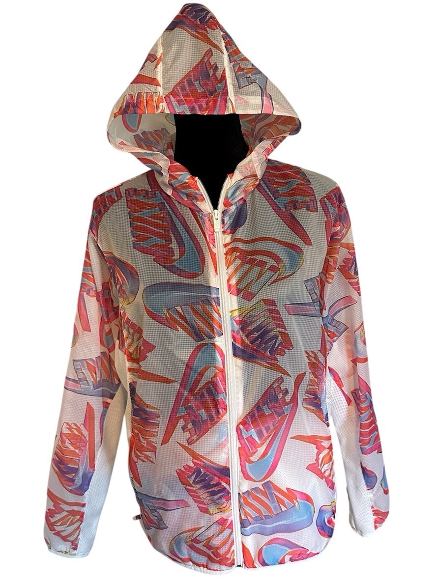 SACAI X NIKE Giacca a vento Nike donna semi trasparente pista taglia XL rosa loghi confezionabili