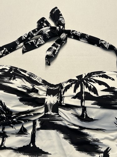 Tommy Bahama Palmen Print Twist Neckholder Tankini Schwimmen Oberteil Large schwarz weiß Hawaii - Bild 2 von 7