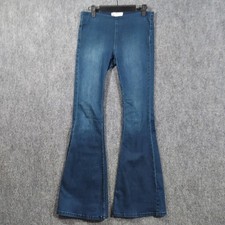 Free People Pull On Slim Flare Jeans Womens W 27 Blue Medium Wash Stretch Denim