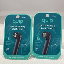 2 X Pack of 2 Quip 360 Oscillating Brush Head Soft Black Heads 4 Heads Tot B78