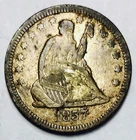 1857 SEATED LIBERTY QUARTER. HIGH GRADE EXAMPLE. TOUGH FIND NR #64829