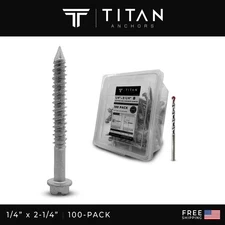 100-Pack 1/4 x 2-1/4" 410 Stainless Steel Hex-Head Concrete Anchor Screws