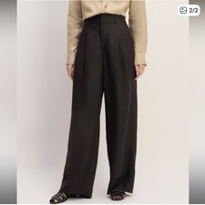 Everlane Women Mocha The Way-High Drape Pants with Black Pinstripes Size 2
