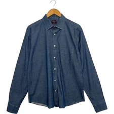 Untuckit Shirt Mens Large Blue Slim Fit Chambray Button Up Casual Modern Classic