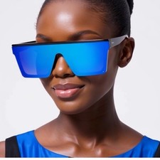 Flat Top Sunglasses Women Oversized Square Mirrored Lens Fashion Shades Style