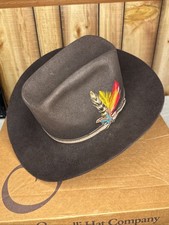 Vintage Stetson 3X Beaver 7 1/4 CO Western Hat Brown Felt Feather Band