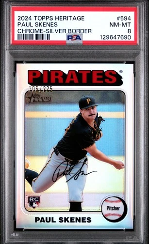 2024 Topps Heritage #594 Paul Skenes Silver Refractor PSA 8 206/225
