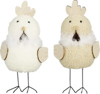 Mica Decorations Dekofigur Huhn 24 Cm Weiß Hellbraun 2-Fach Sortiert Dekofigur