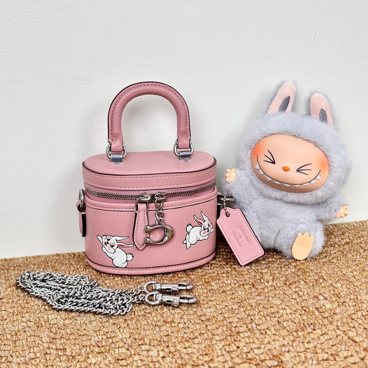 Coach Pink White Rabbit Swinger Mini Box Bag For Women | eBay