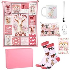 8 Pcs Goat Gifts for Women Girls Include 50''x60'' Goat Blanket Coffee Mug 