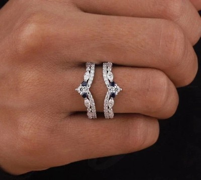 2Ct Round Lab Created Diamond Wedding Band Ring 14k White Gold Plated