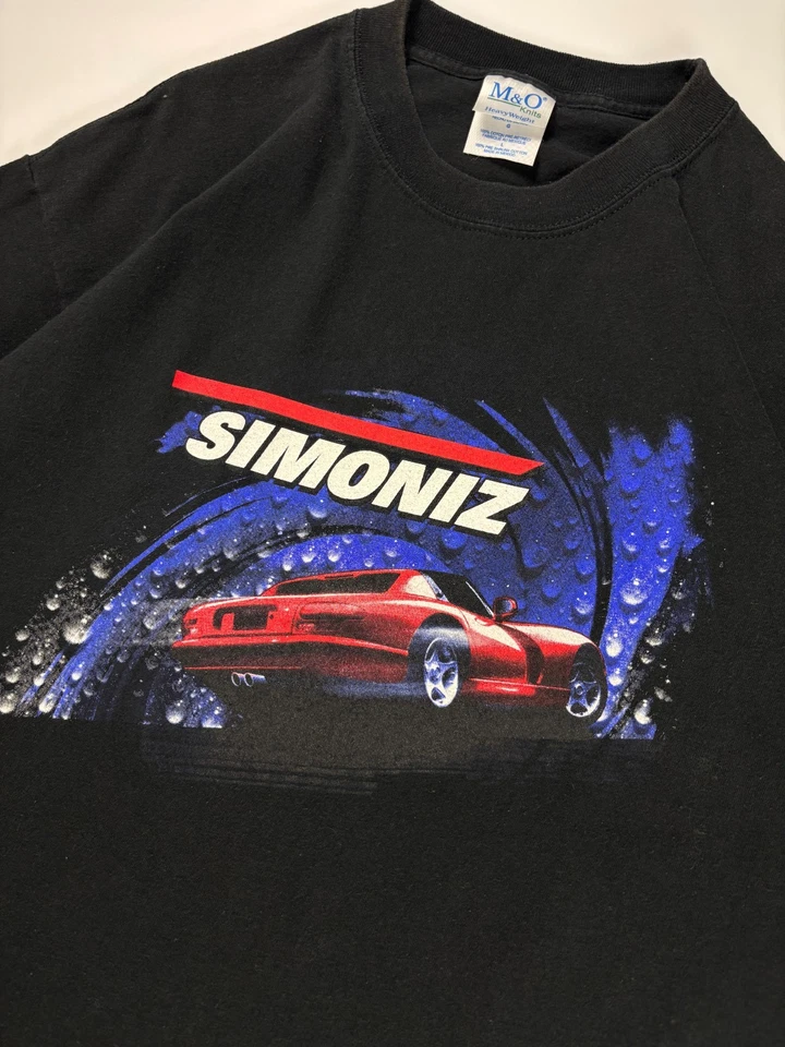 Vintage Simoniz Car Cropped Tee / Automobile Graphic T Shirt / Large Black - Image 3 of 4