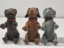 Vintage 1986 Pound Puppy Tonka PP Poseable Figure Articulated Brown PVC dogs Lot