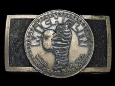 TI03140 VINTAGE 1970s **MICHELIN MADE IN USA** ADVERTISEMENT BELT BUCKLE