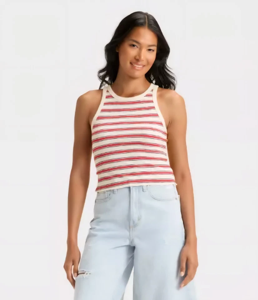 CONJUNTO CORSÉ Camiseta sin mangas acanalada abigarrada talla S Y2k estilo retro años 90 capas  Foto 3 de 4