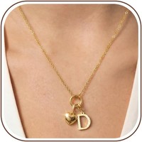 Herz Kette Gold 18K Vergoldet Edelstahl Buchstaben A-Z Zirkonia Geschenk Damen