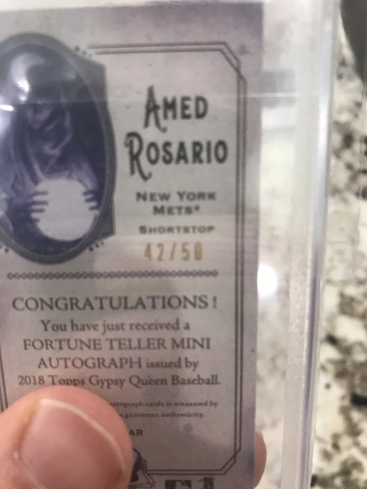 2018 Topps Gypsy Queen Amed Rosario Fortune Teller Mini Rookie Auto Serial 42/50 - Image 3 of 3