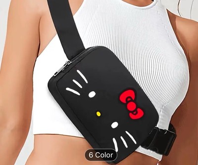 HELLO KITTY Chest Waist Bag Nylon Black New