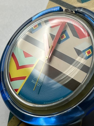 Orologio SWATCH Pop MATIN A TANGER (PWK177)-Multicolore-BUONI Condiz-Ø45mm-1992 - Bild 6 von 7