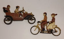 Vintage HOMCO #7357 #7359 Plastic Wall Hanging Plaques Car Bike 1975 Old 1920