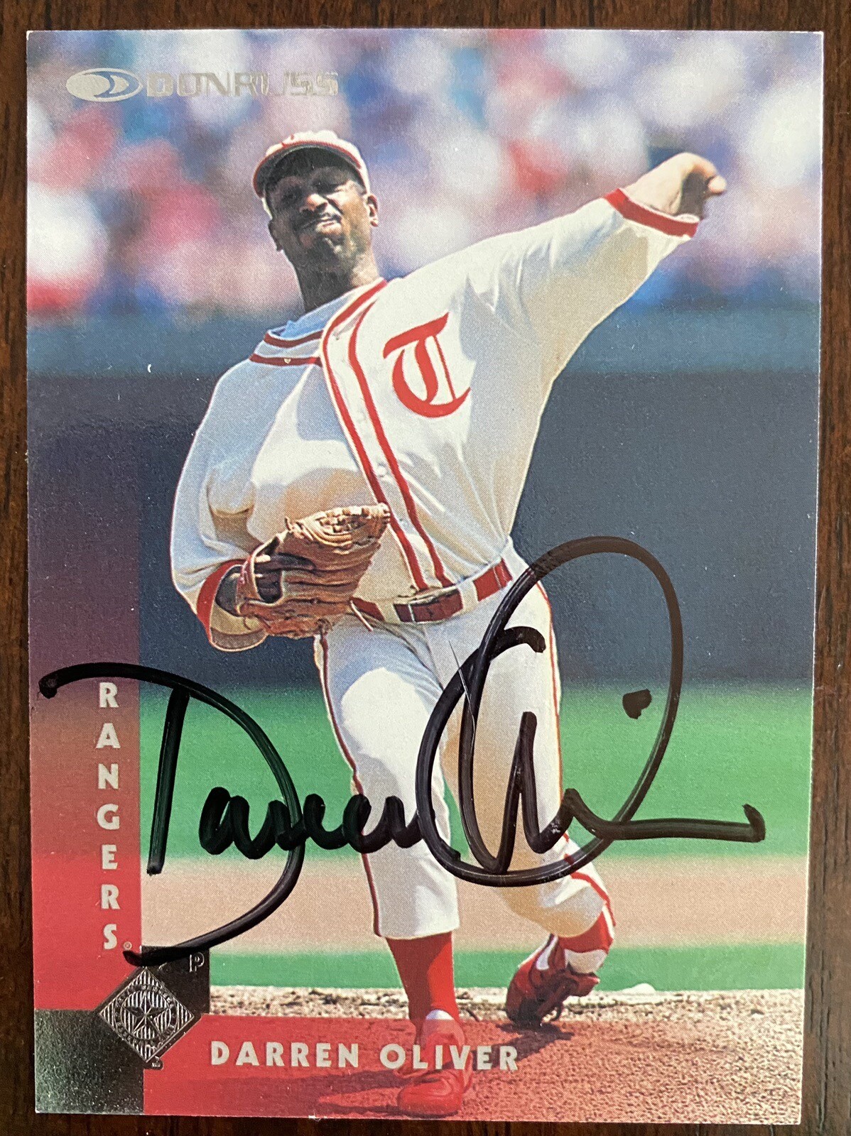 Darren Oliver Auto Signed 1997 Donruss Texas Rangers Baseball Card #107 ...