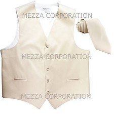 New Men's Vesuvio Napoli Tuxedo Vest Waistcoat Necktie prom wedding party Ivory