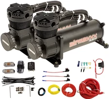 airmaxxx 480 Black Dual Air Compressors w/Wiring Kit 150/180 Switch Air Ride