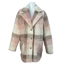 R D Style Shacket Women's Small Oversized Plaid Soft Boucle Neutral Colors