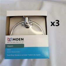  Lot of 3 Moen Aspen Chrome Towel Ring 5886CH NEW