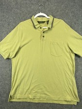 Eddie Bauer Mens Large Polo Shirt Green Pique Woven Short Sleeve 100 Cotton