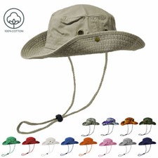 Mens Womens Summer Boonie Bucket Hat 100 Cotton Sun Safari Fishing Outdoor Cap