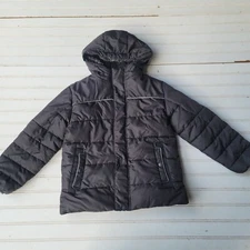 SWISS TECH Kids Puffer Jacket Boys Zip Up Hoodie Black Pockets Reflective S 6-7