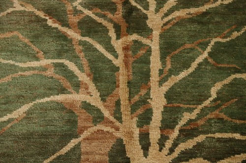 5'x8' Abstract Tree Hand-knotted Oriental Area Rug Moss Green Home Decor Carpet - Picture 4 of 12