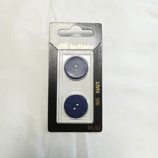 Dill-Buttons Plastic Blue Navy  Round 3/4" (20MM) 805 Set of 2 Vtg