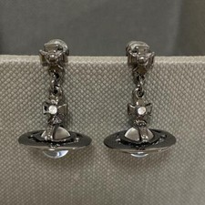 Vivienne Westwood Earrings Petite Orb Gunmetal 2.5 x 1.4cm w/drawstring EJ143