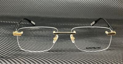 MONT BLANC MB0088O 003 Gold Rectangle Men's 56 mm Eyeglasses