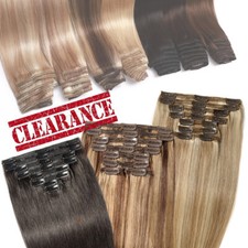 US CLEARANCE Double Weft Clip In Real Remy Human Hair Extensions THICK FULL HEAD