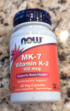 Now Foods MK-7 Vitamin K-2 100 mcg Supports Bone Health 60 Caps exp: 04/2026