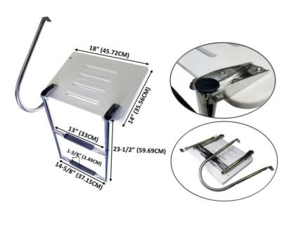 Pactrade Marine Boat Outboard Fiberglass Swim Platform 2-Steps Telescopic Ladder