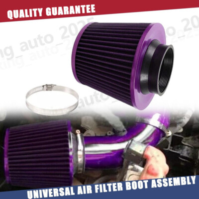 Clamp-On High Flow Inlet Cold Air Intake Cone Washable Dry Air Filter 3'' 76mm