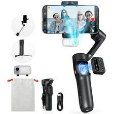 3-Axis Phone Gimbal Stabilizer Magnetic AI Tracker Extendable Rod for Vloggers