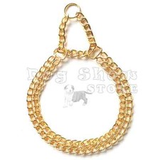 Dog show Martingale Collar Choker necklace Gold plated Double Chain solid metal