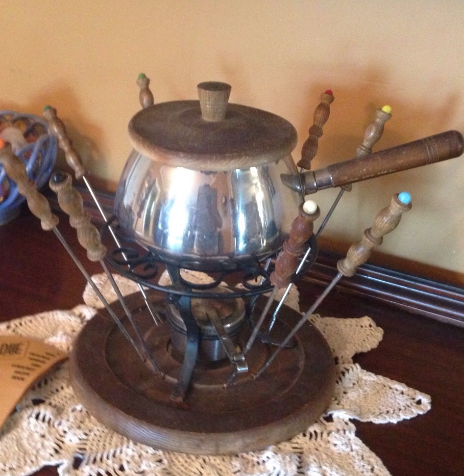 Vintage Fondue Set Stainless Steel Pot Complete Gailstyn