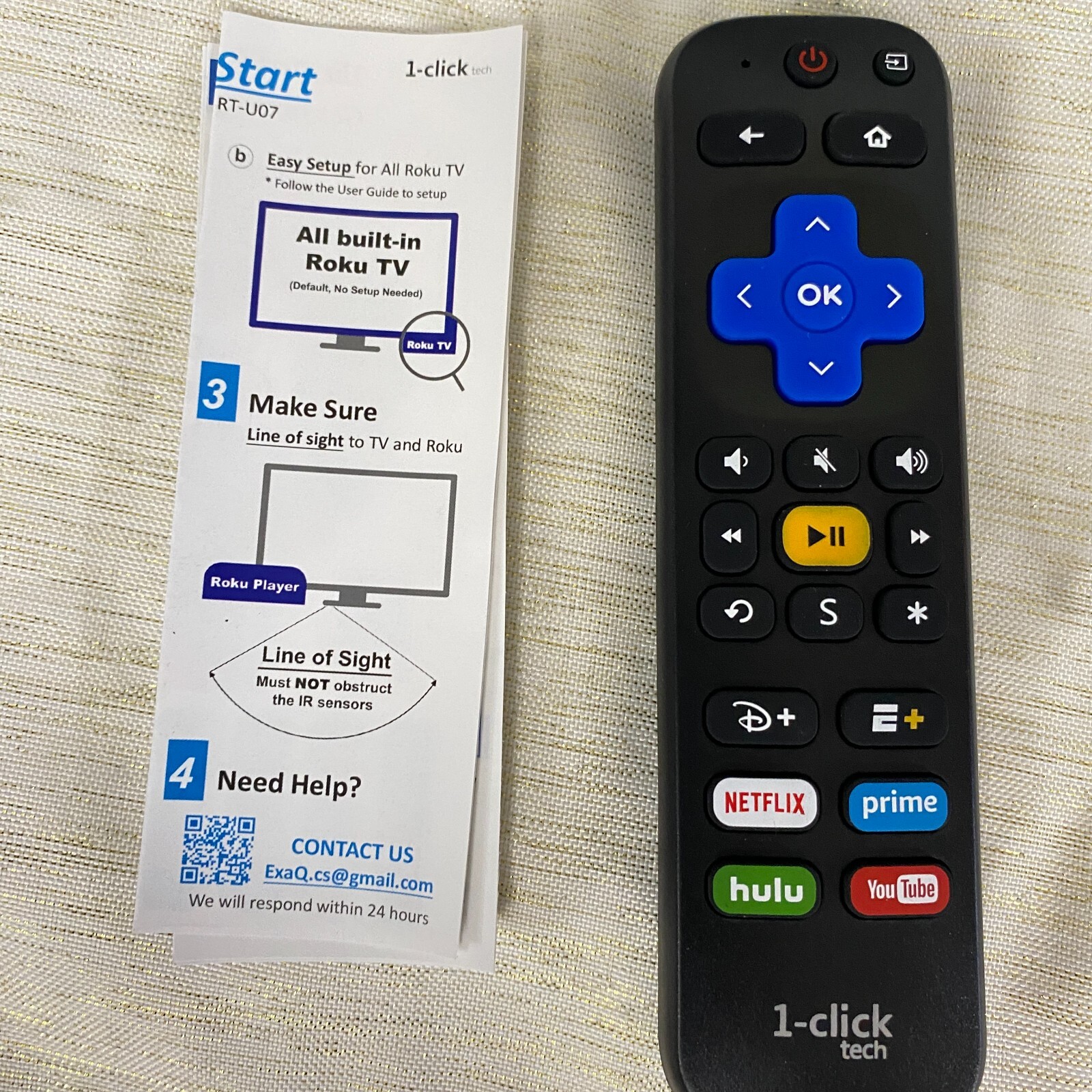 1-Clicktech RTU07 Remote for All Roku With TV Built-in Roku TV Roku ...