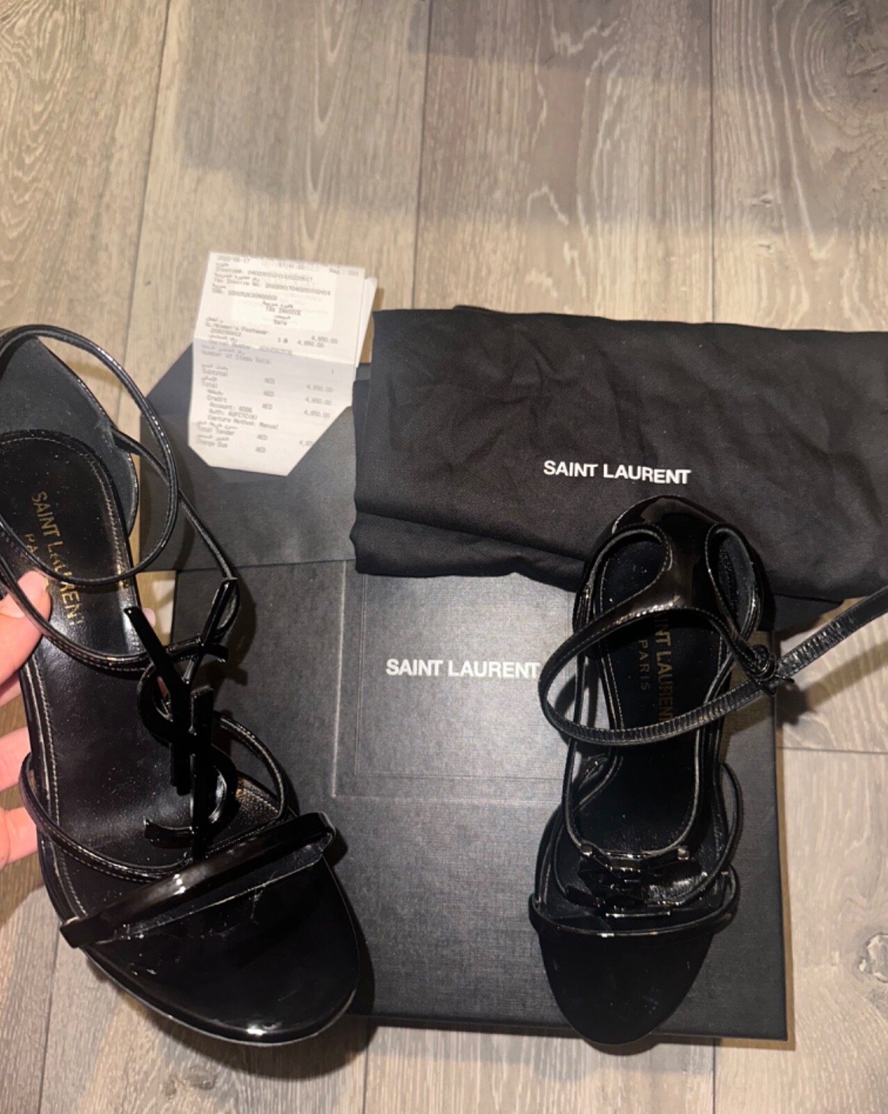Sandali donna Saint Laurent Ysl Cassandra tacco alto taglia UK 5 nero logo