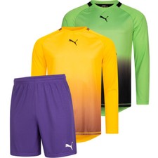 PUMA Herren Langarm Fußball Training Torwarttrikot Torwart Shorts lila gelb neu